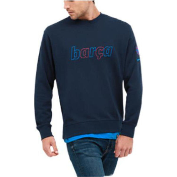 Толстовка men's solid color alphabet printing round neck sports blue Nike, мультиколор — фото 3