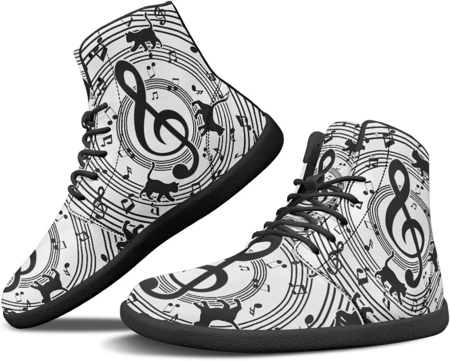 

Мужские кроссовки Barefoot Shoes с принтом музыкальных нот: высокие, с широким носком, на шнуровке, с нескользящей подошвой, для тренировок и бега Xixirimido, черный