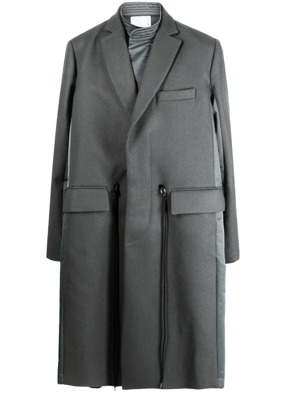 

Шерстяной тренч с кулиской SACAI, серый