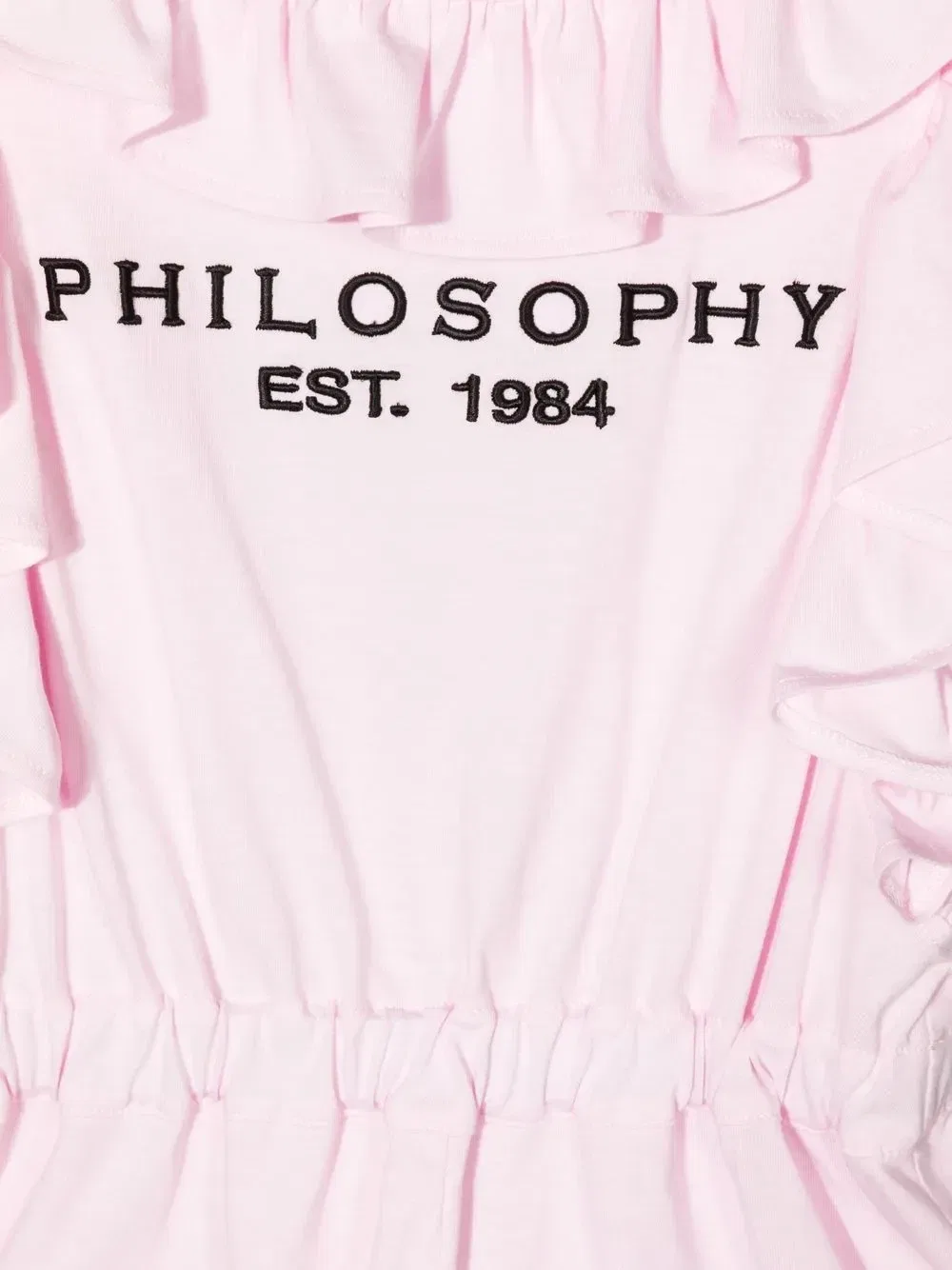 Ромпер с вышитым логотипом и оборками Philosophy Di Lorenzo Serafini Kids, розовый — фото 3