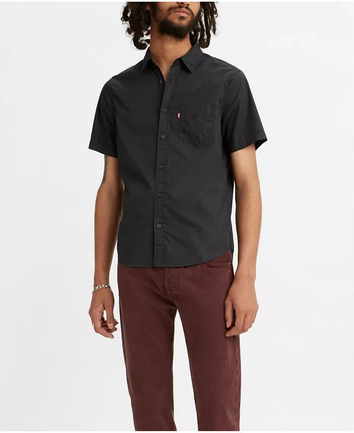 

Мужская классическая рубашка с коротким рукавом и одним карманом, Regular Fit Levi's, черный