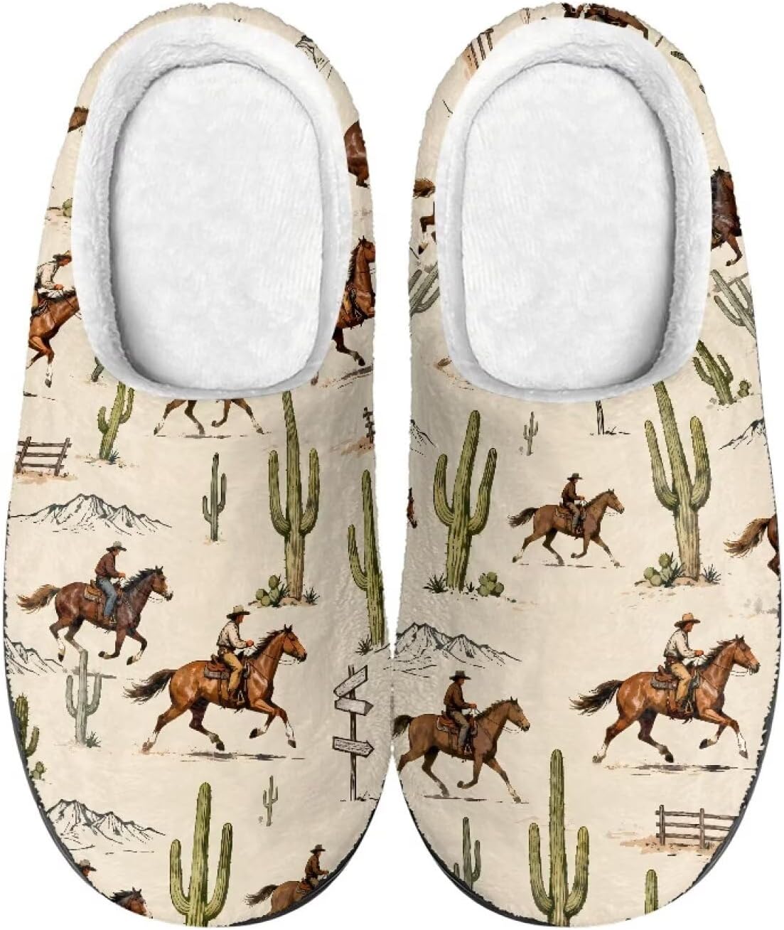 

Домашние тапочки DISNIMO для мужчин, для использования в помещении и на улице, с противоскользящей подошвой, легкие, Horse Western Cowboy