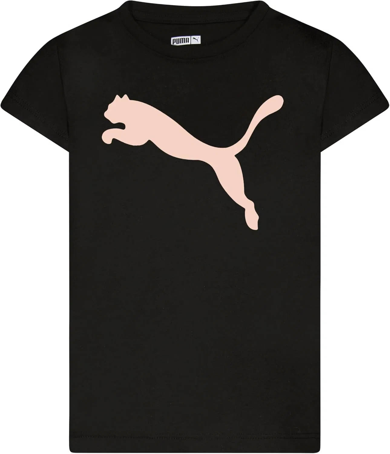 Детская футболка Puma с коротким рукавом и круглым вырезом, с логотипом Core Logo, мягкая и легкая, Black Cat