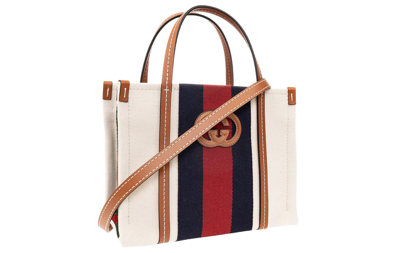 GUCCI Хлопковая сумка-тоут с кантом из кожи — фото 2