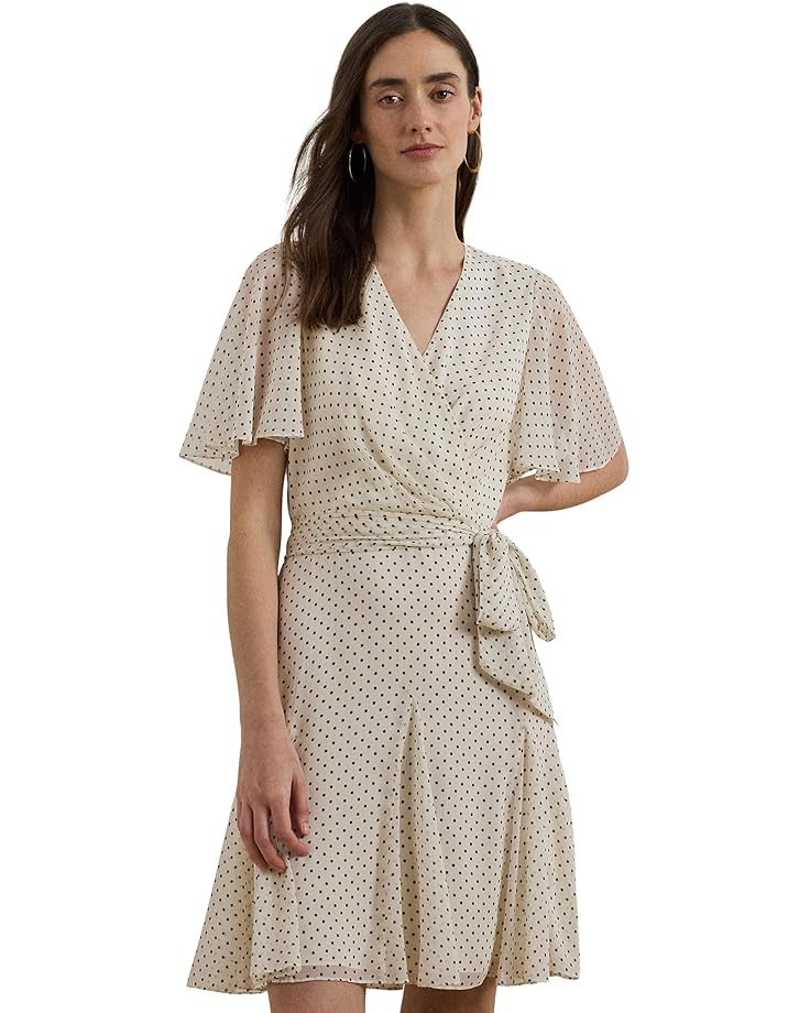 

Платье Lauren Ralph Lauren Polka Dot Georgette Surplice Dress, цвет Cream/Black