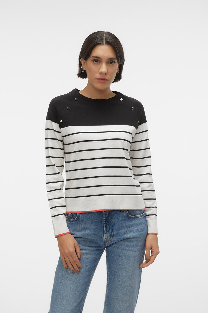 

Свитер тонкой вязки с пуговицами Vero Moda, белый