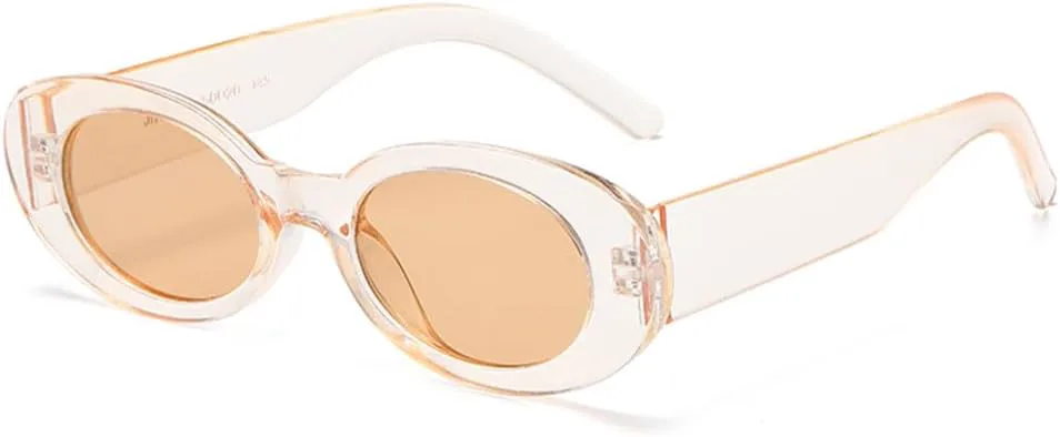 

Овальные солнцезащитные очки для женщин и мужчин, маленькие, в стиле ретро, ​​винтажные женские солнцезащитные очки с защитой от УФ-излучения UV400 HDUBFY, 4