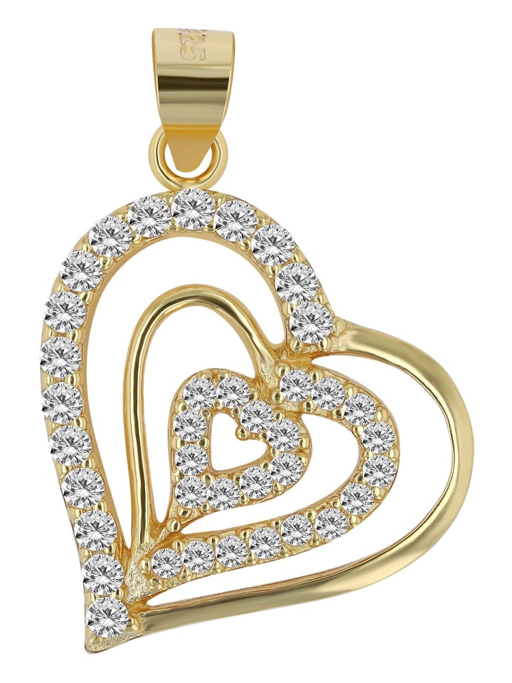 

Adeliás Женский кулон - кулон в форме сердца из серебра 925 пробы с кубическим цирконием в золотой оправе