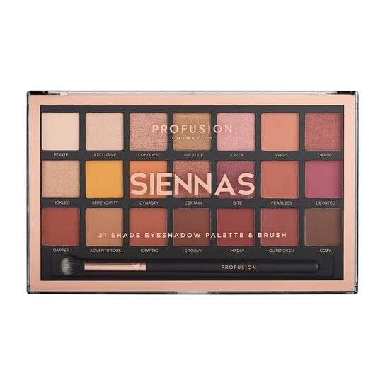 

Палитра из 21 тени для век с кисточкой Profusion, Siennas Eyeshadow Palette
