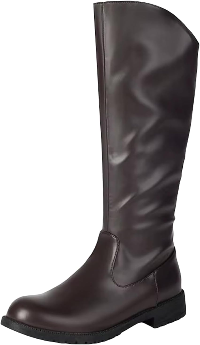 

Мужские винтажные сапоги для верховой езды с округлым носком, средней толщины каблуком и застежкой-молнией, ретро стиль для конного спорта, повседневная носка, высокие сапоги Generic, коричневый