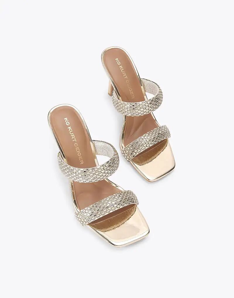 Босоножки KG Kurt Geiger Fleur на каблуке-мюле в золотом цвете — фото 2