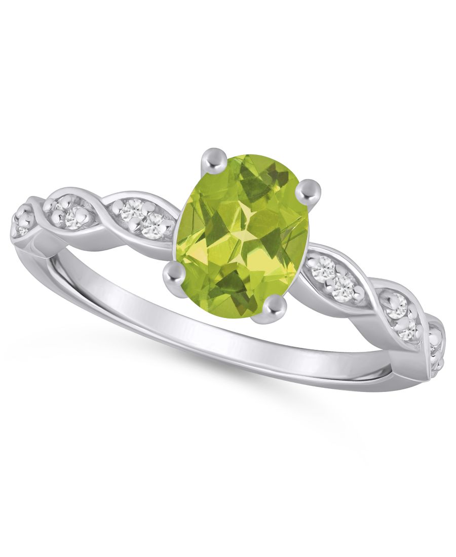 

Кольцо с аметистом (1,5 карата) и белым бриллиантом (1,20 карата) из белого золота 10 карат Macy's, Peridot/White Gold