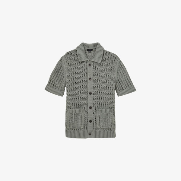 

Амир вязаная рубашка из хлопковой смеси Reiss, зеленый