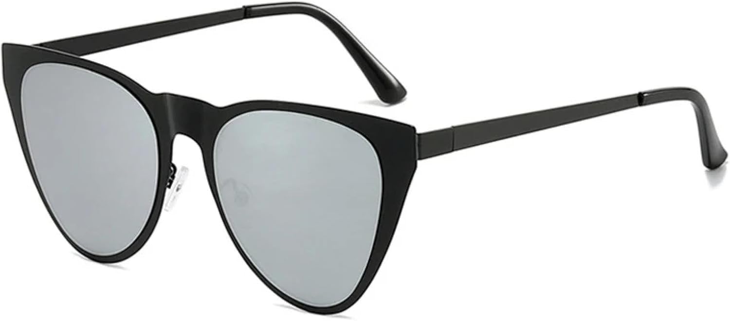 

Винтажные солнцезащитные очки большого размера «кошачий глаз» для женщин, модные зеркальные очки с защитой от УФ-излучения для мужчин и для занятий спортом на открытом воздухе и вождения TVTBBVV, Black Silver Mirror