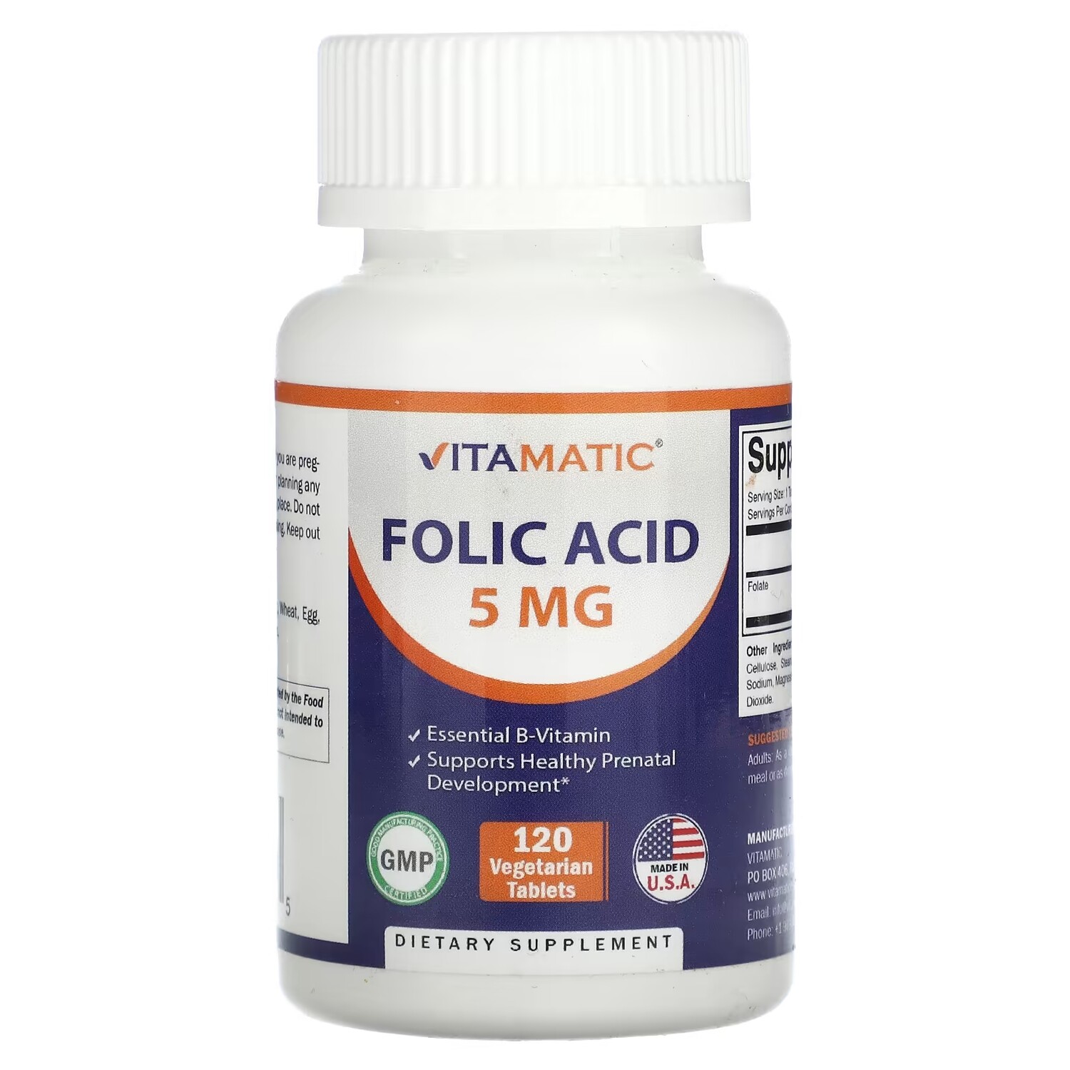 

Фолиевая кислота 5 мг Vitamatic, 120 вегетарианских таблеток