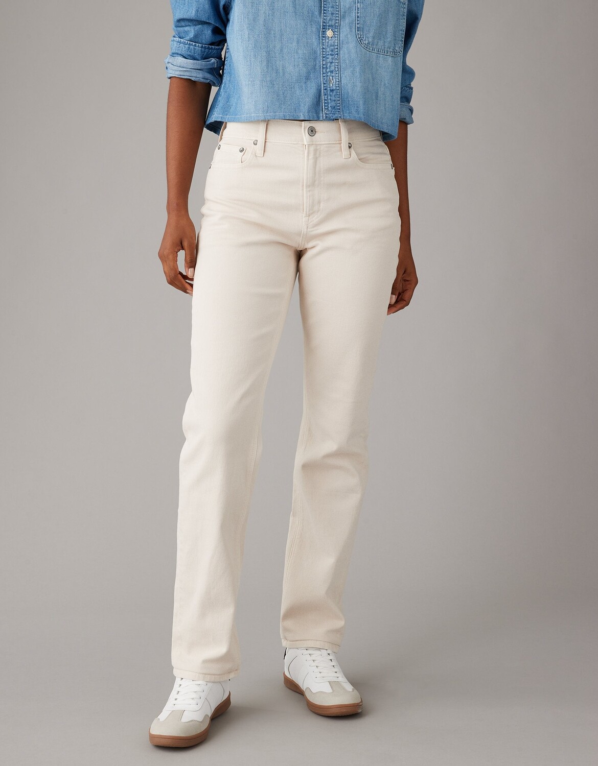 

Прямые джинсы AE Stretch с очень высокой талией American Eagle Outfitters, цвет Cream