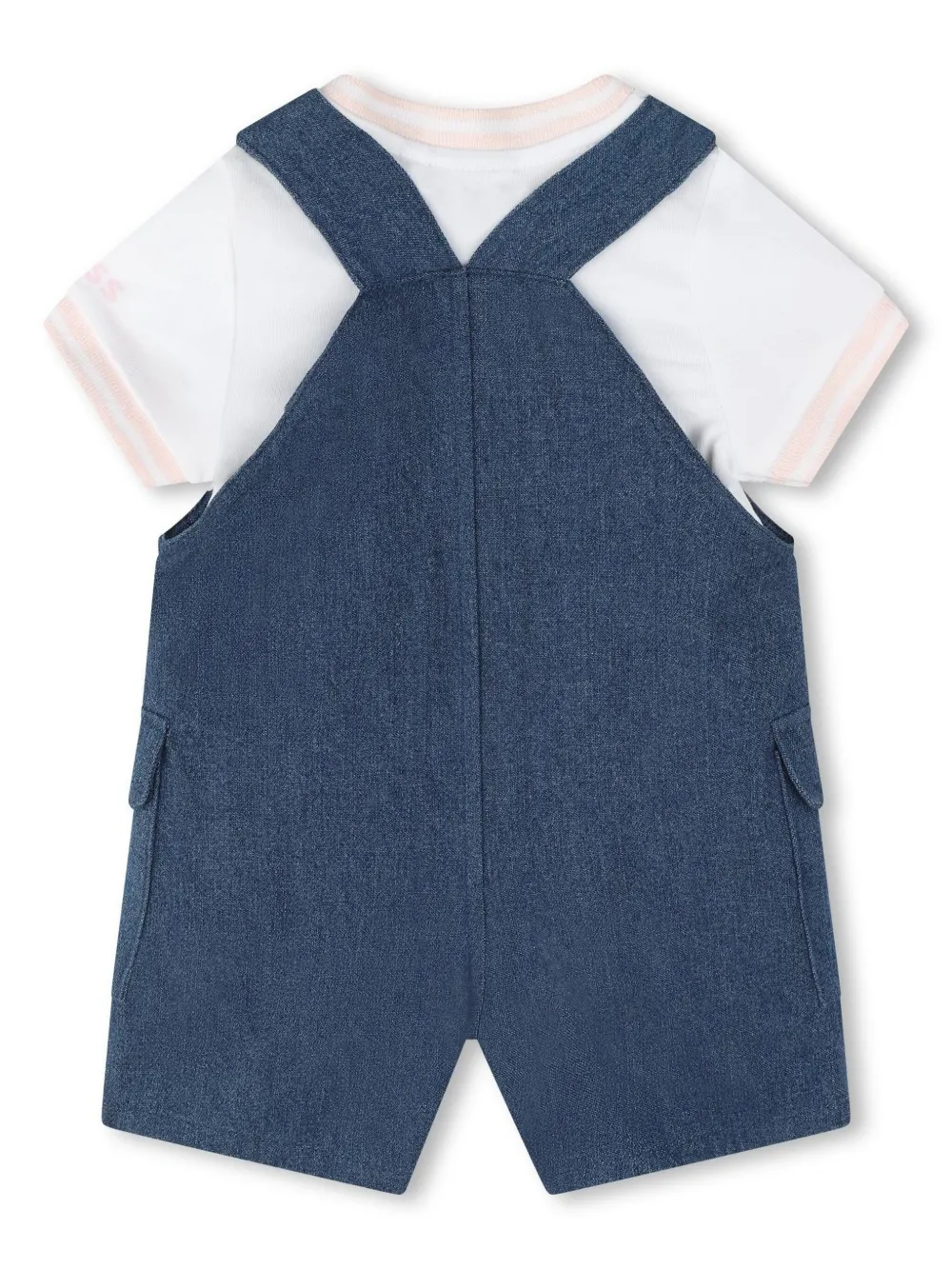 Комплект из футболки и ромпера с вышитым логотипом Boss Kidswear, синий — фото 2