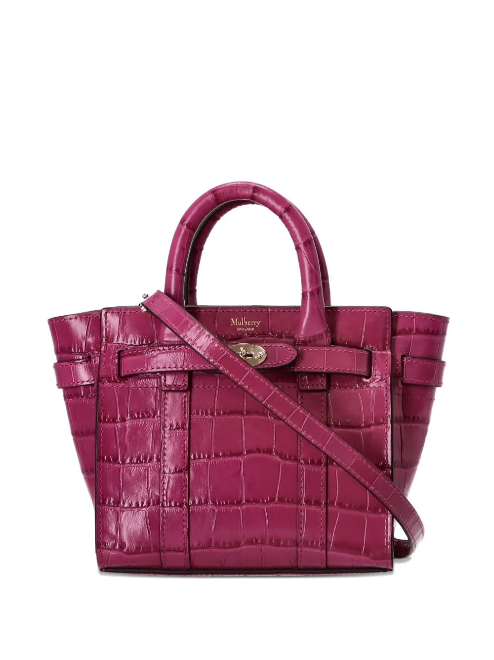 

Сумка-тоут Bayswater с тиснением под крокодила Mulberry, розовый