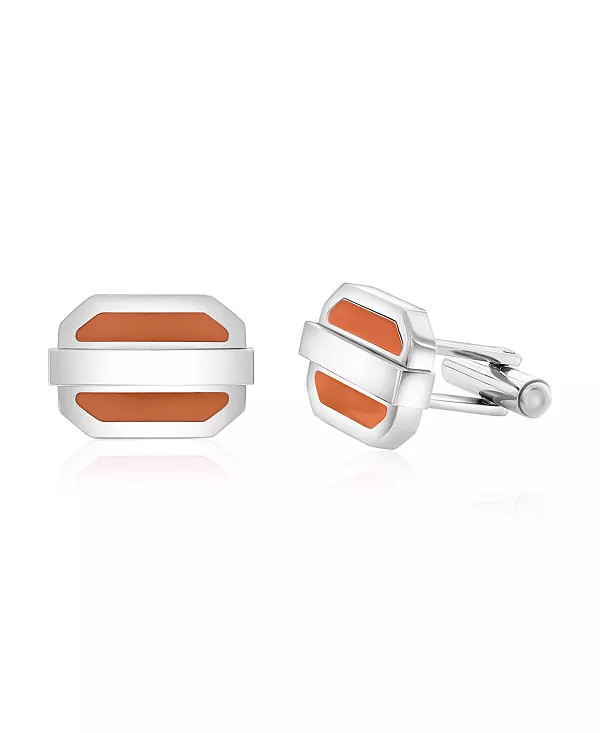 

Овальные запонки из нержавеющей стали с эмалью Metallo, orange