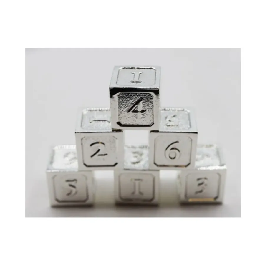 

d6 - Серебро с серебром (6), Dice Sets - Metal - D6's (Foam Brain Games)