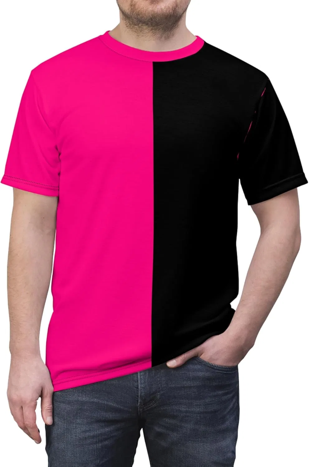 Футболка активная Half Pink and Half Black, цвет Black Stitching