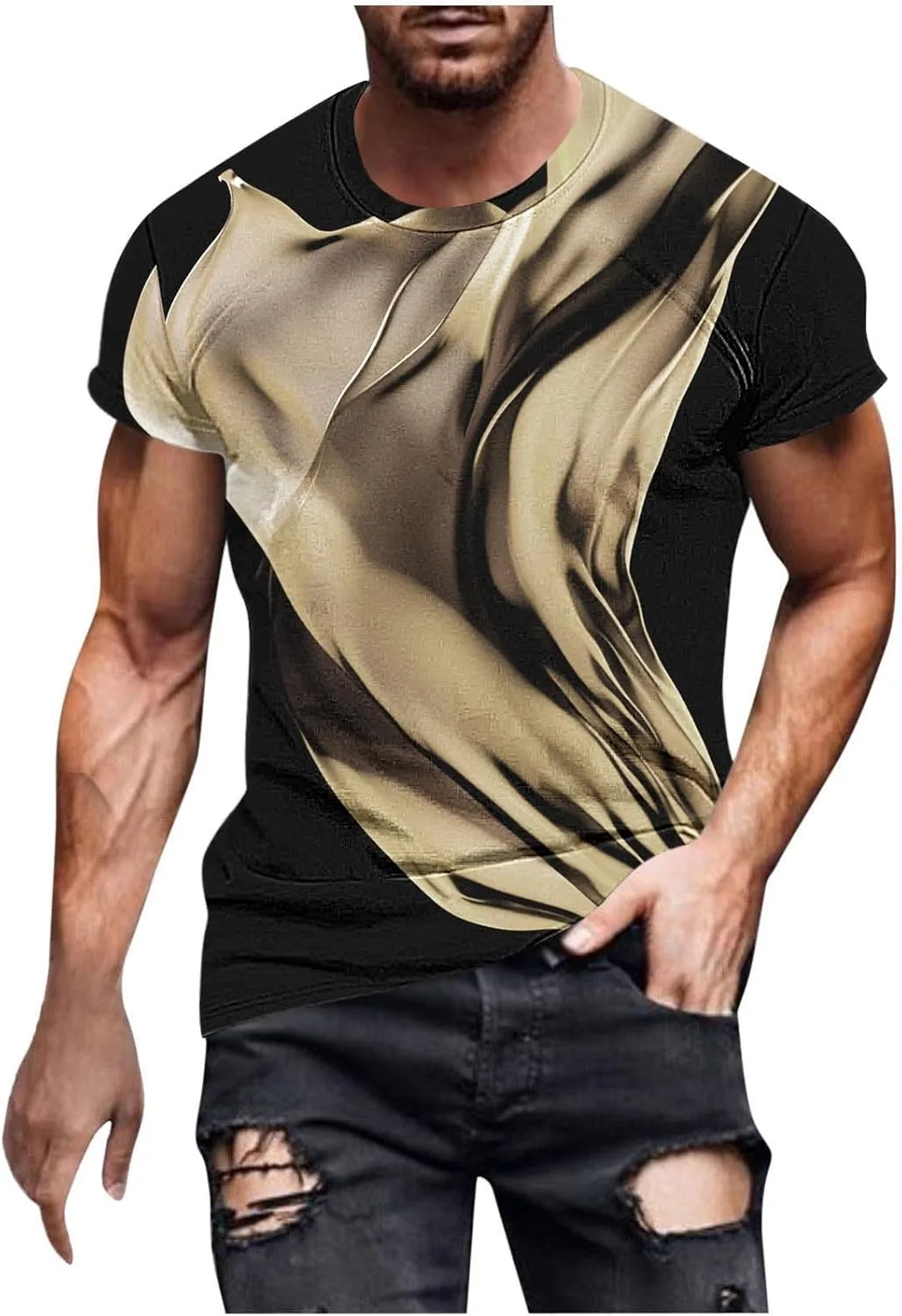 

Мужская футболка с коротким рукавом, свободный крой, градиентный принт