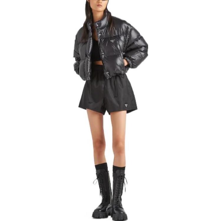 Пуховик Prada Re-Nylon Cropped Convertible, черный