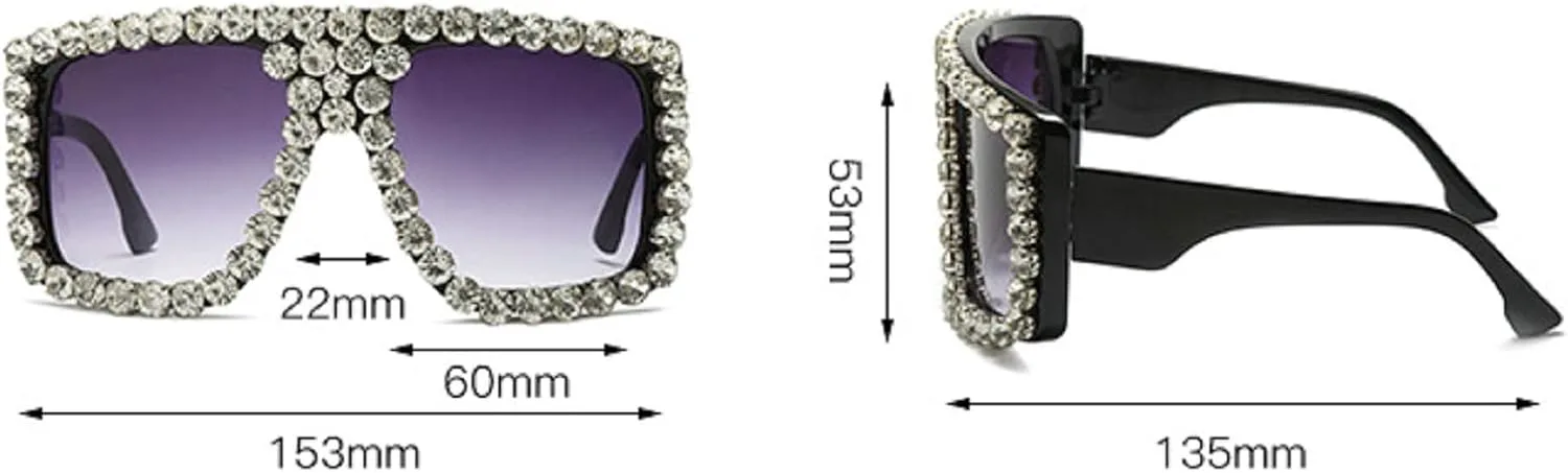 

Большие сверкающие солнцезащитные очки с кристаллами и стразами для женщин, модные квадратные очки для дискотек и вечеринок с плоской верхней частью mincl, Yellow