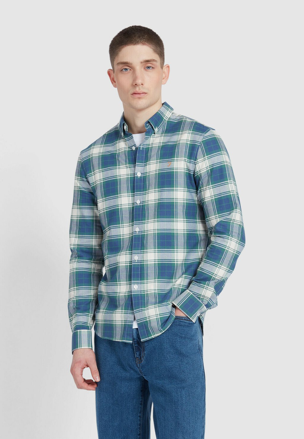 

Рубашка BREWER SLIM FIT CHECK SHIRT Farah, синий