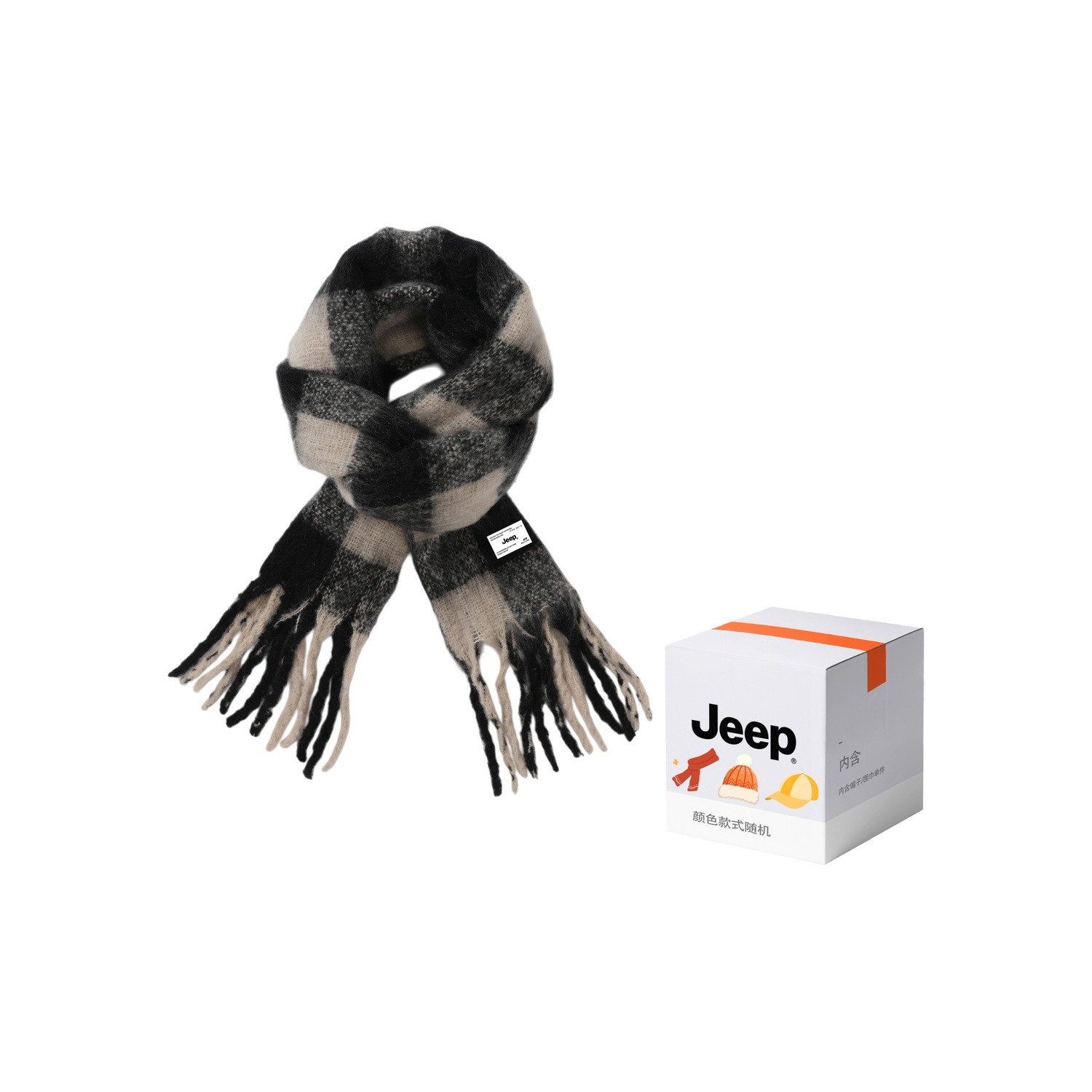 

Вязаный шарф из полиэстера, унисекс Jeep, черный белый plaid+jeep random style accessories lucky bag