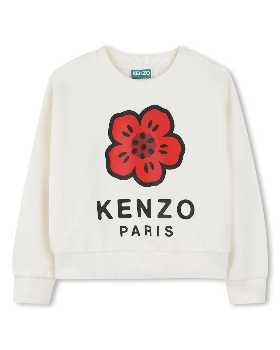 

Девичий свитшот из белого хлопка Kenzo Kids, белый