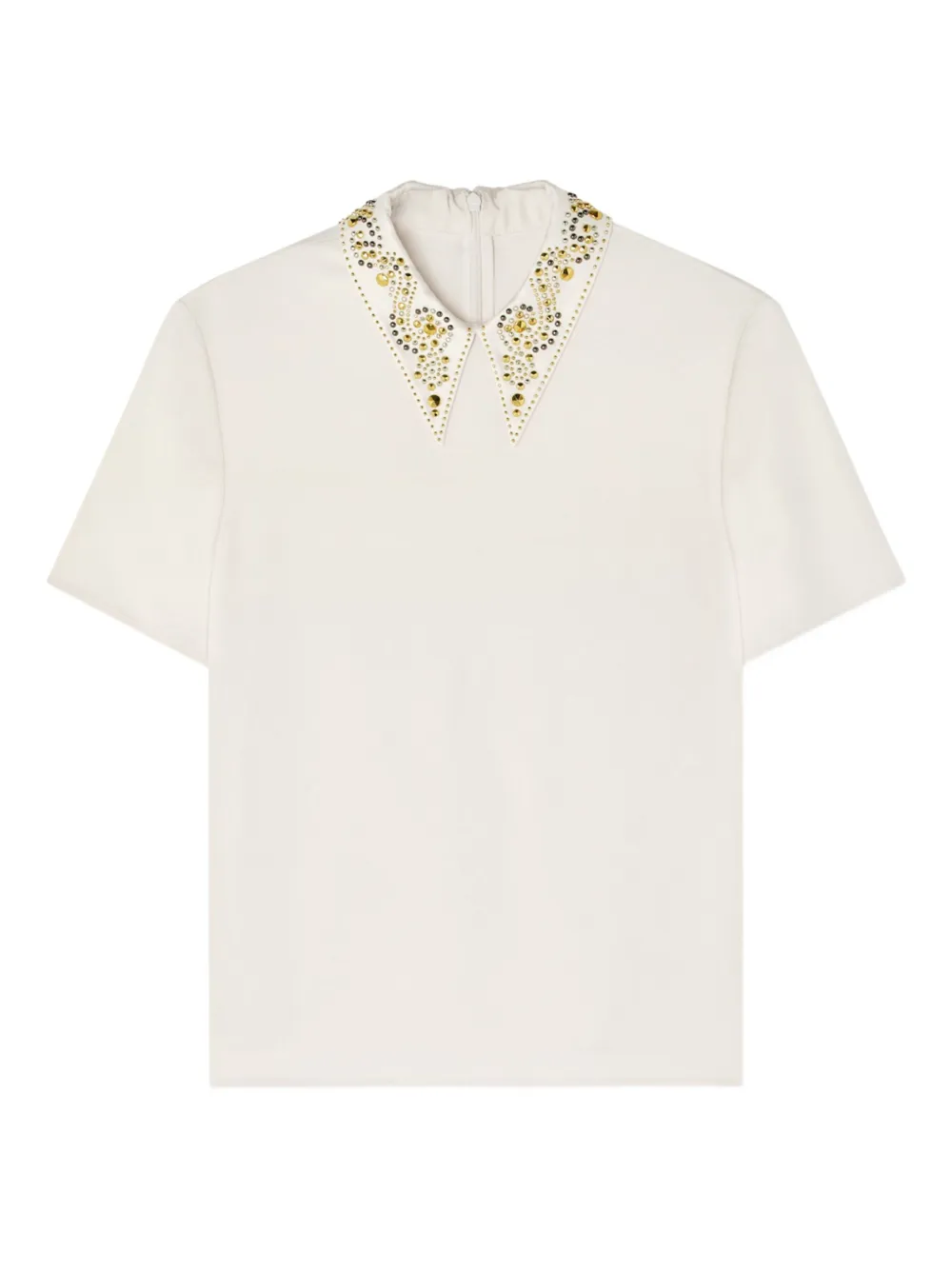 

Топ с декорированным воротником и короткими рукавами VERSACE, нейтральный