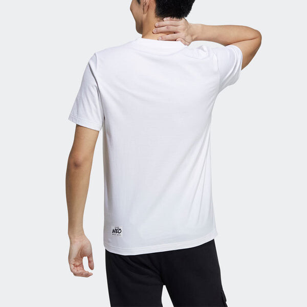 Футболка neo m fd tee 3 graffiti cartoon printing sports round neck short sleeve white Adidas, белый — фото 3