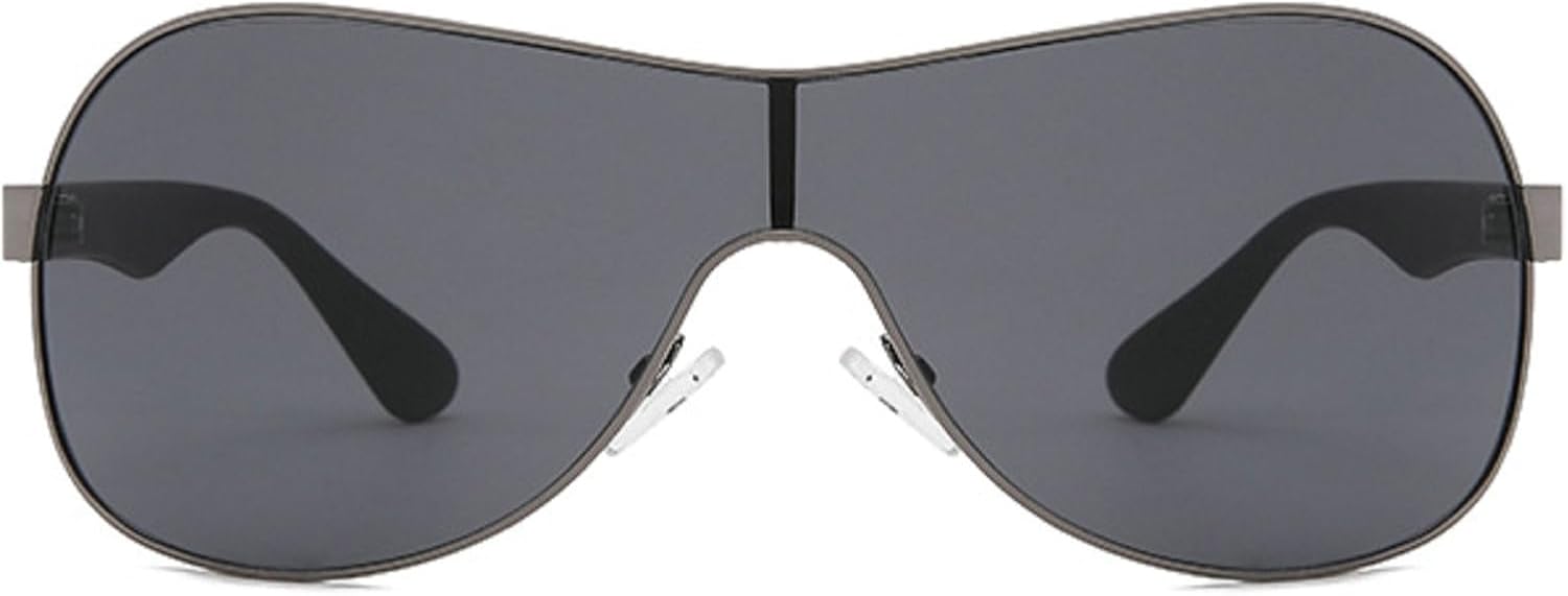 

Модные солнцезащитные очки-пилот большого размера для женщин и мужчин, роскошные цельные солнцезащитные очки с обтекаемой формой, винтажные большие очки для вождения mincl, Gray