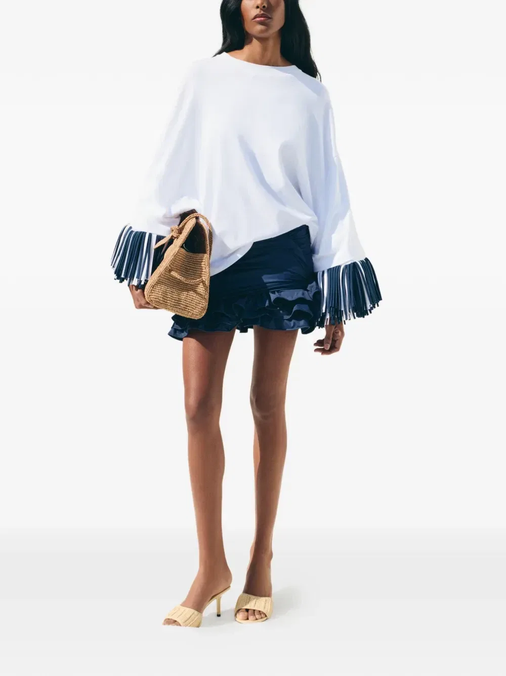 Мини-юбка Jupe Playa с оборками Jacquemus, синий — фото 2