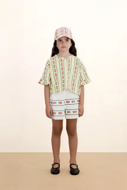 Футболка с коротким рукавом принт ROSE PATTERN CROP TEE Tinycottons, желтый