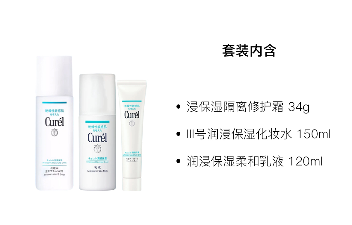 Набор уходовой косметики KERUN Skin Repair: крем, тоник и лосьон для увлажнения и восстановления кожи 34г+120мл+150мл Curél — фото 4