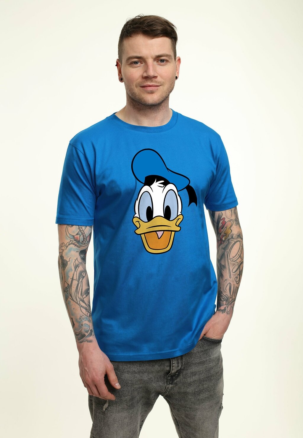 

Футболка с принтом Disney Classic Mickey Big Face Donald Disney, цвет bright blue