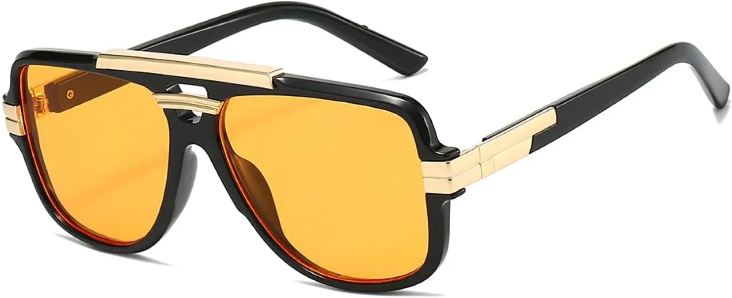 

Мужские солнцезащитные очки с переносицей для активного отдыха, женские стильные большие солнцезащитные очки с защитой от УФ-излучения TKKTLLT, Black-orange