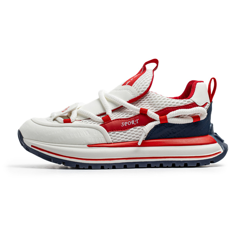 

JANECO Антискользящие и износостойкие дышащие низкие кеды мужские бело-красные, цвет White Red