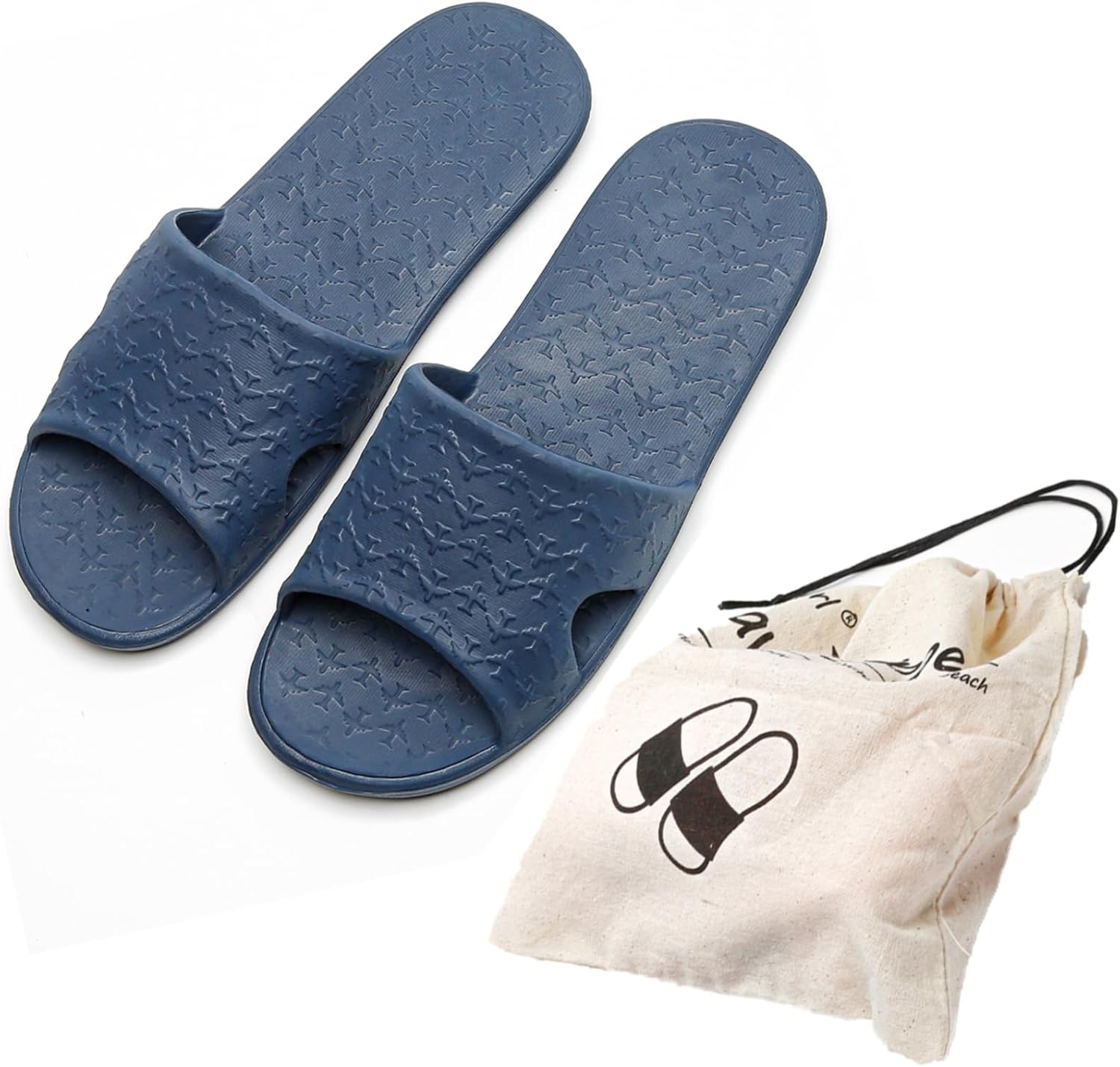 

Тапочки Anmerl для женщин и мужчин, портативные складные тапочки с хлопковой сумкой для хранения, мягкие удобные нескользящие тапочки для быстрой сушки, для дома, ванной, душа, спа, спортзала, плавания и пляжа, темно-синий