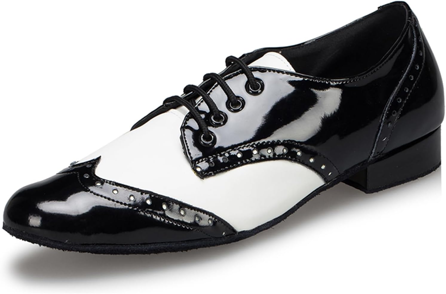 

Мужские танцевальные туфли на шнуровке Honeystore, комбинированная PU кожа, современное танго, джаз, бальные и латинские танцы, белый