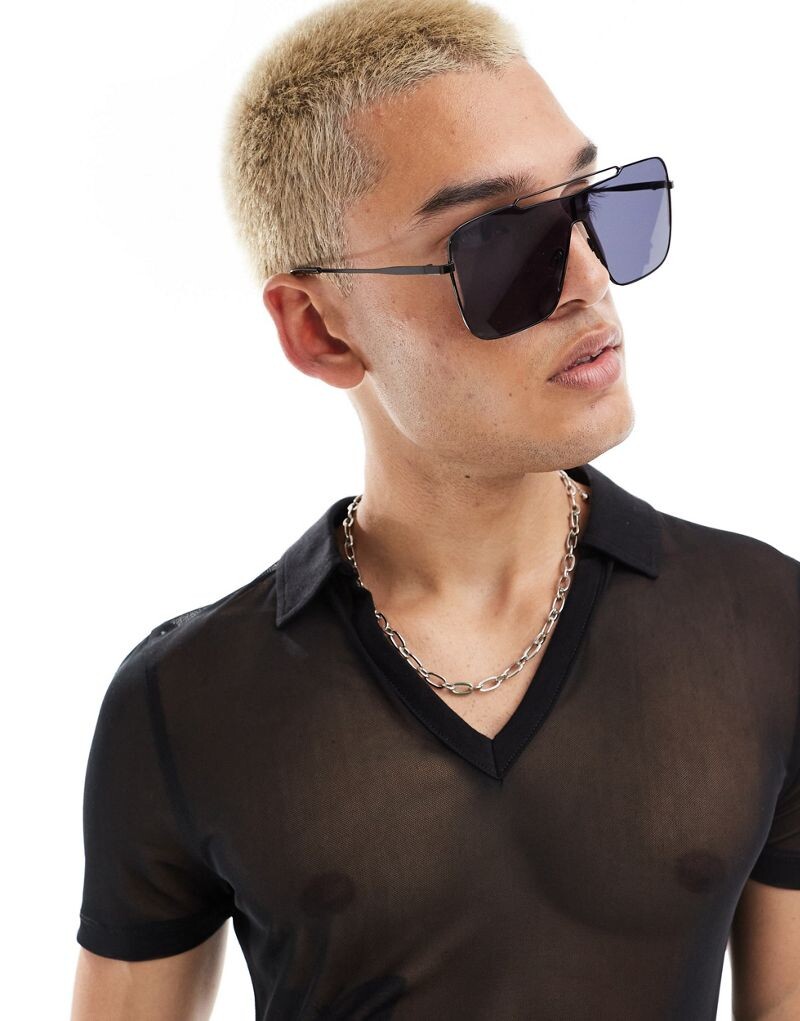 

ASOS DESIGN – черные солнцезащитные очки-авиаторы