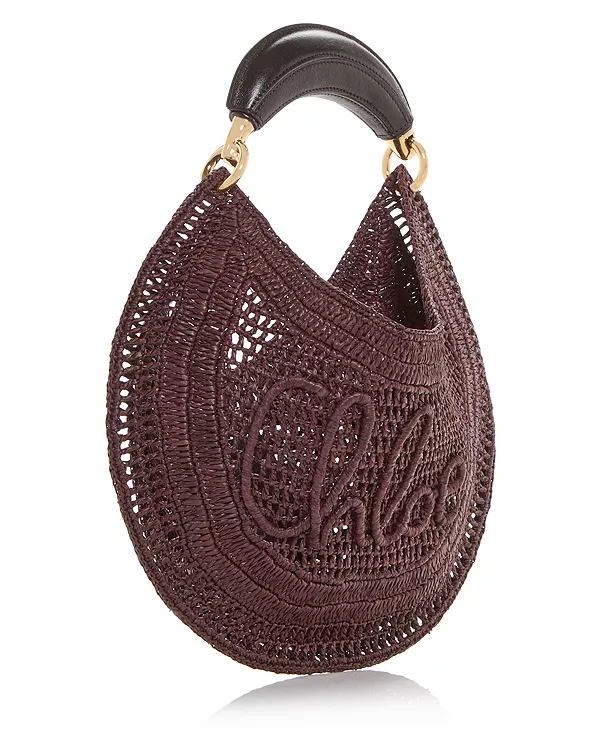 Летняя банановая сумка-хобо из рафии Chloé, коричневый — фото 3