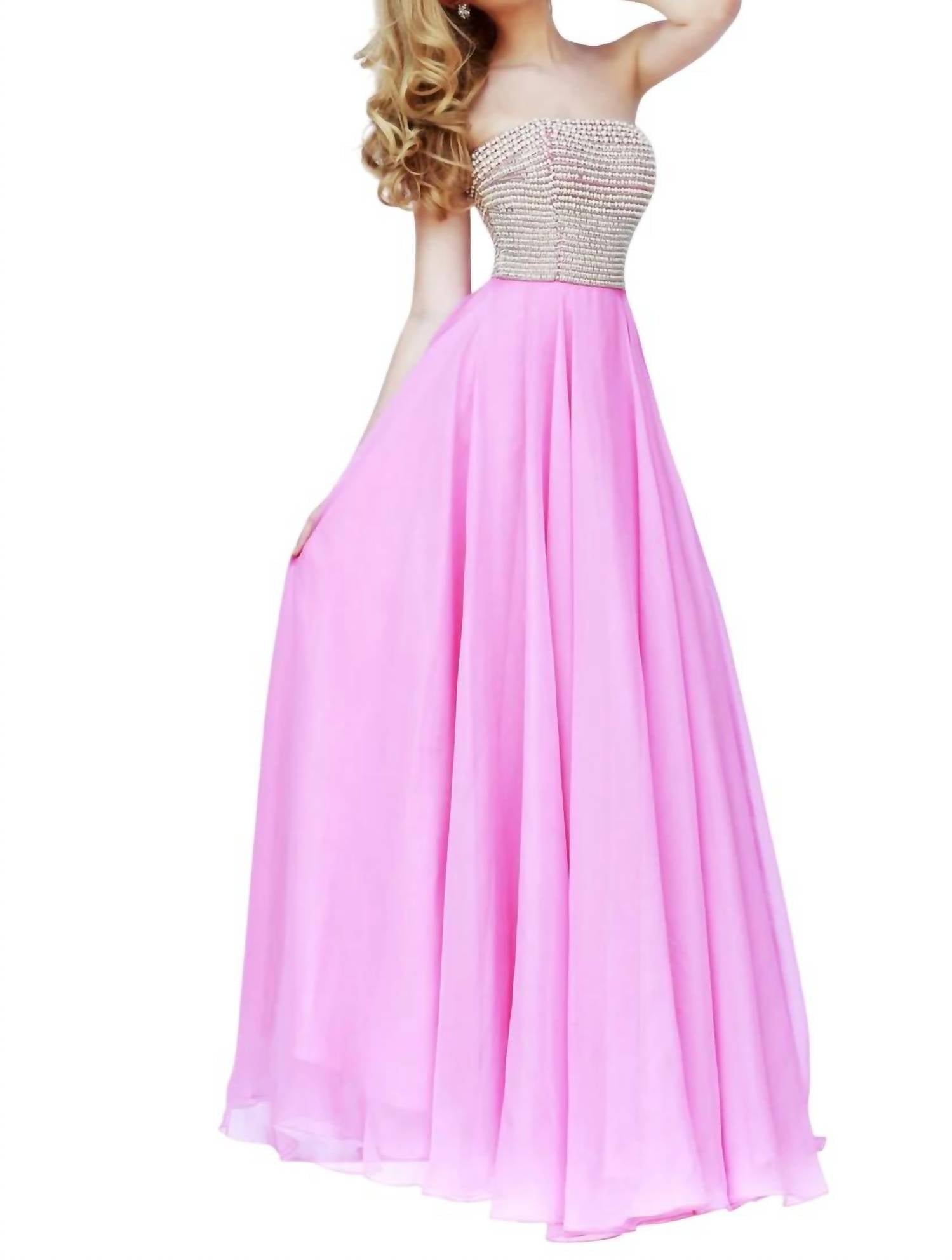 

Платье макси без бретелек розового цвета Sherri Hill