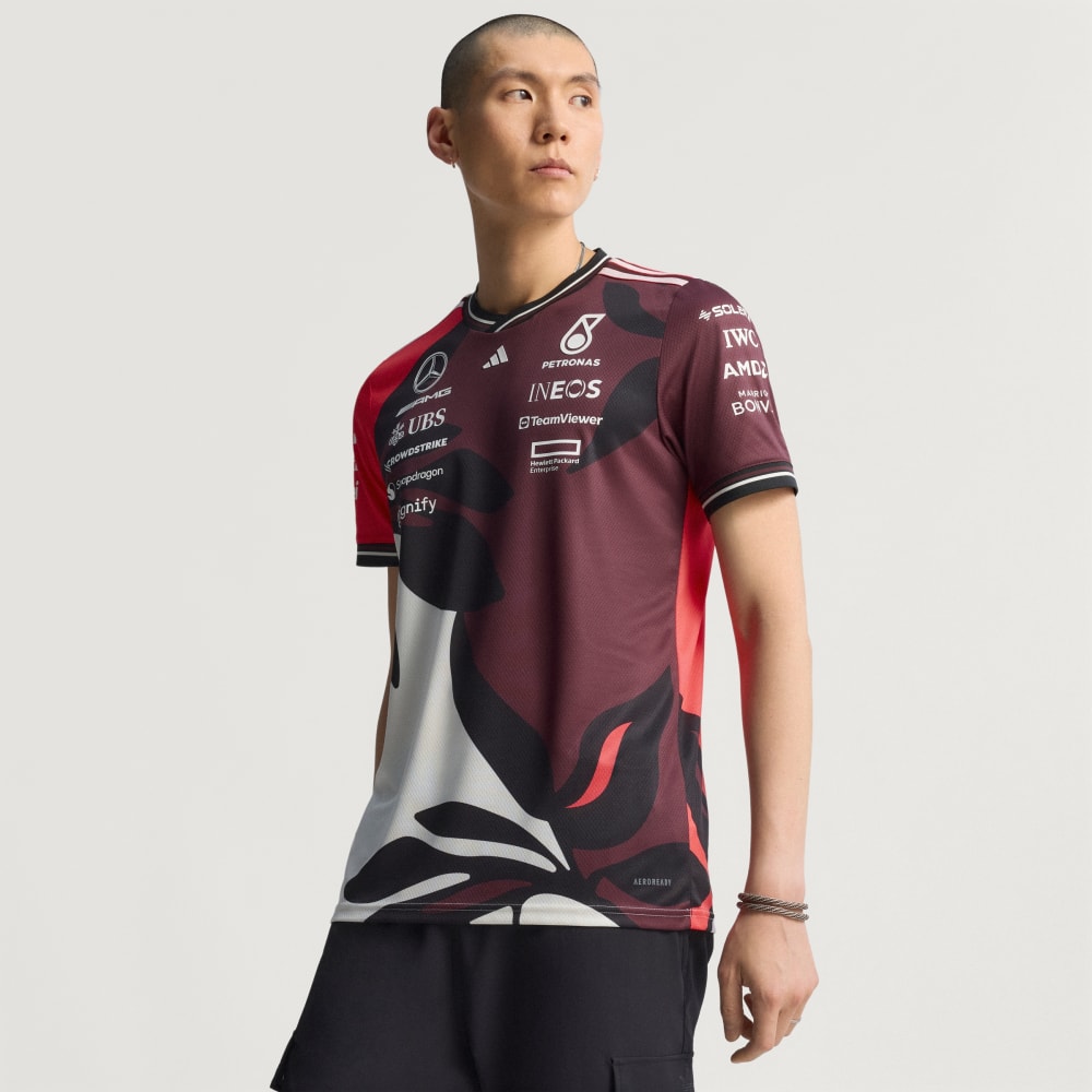 

Джерси Adidas Mercedes - AMG Petronas Formula One Team Driver Jersey Authentic Summer Pack, цвет Aurora Ruby/Turbo/Off White