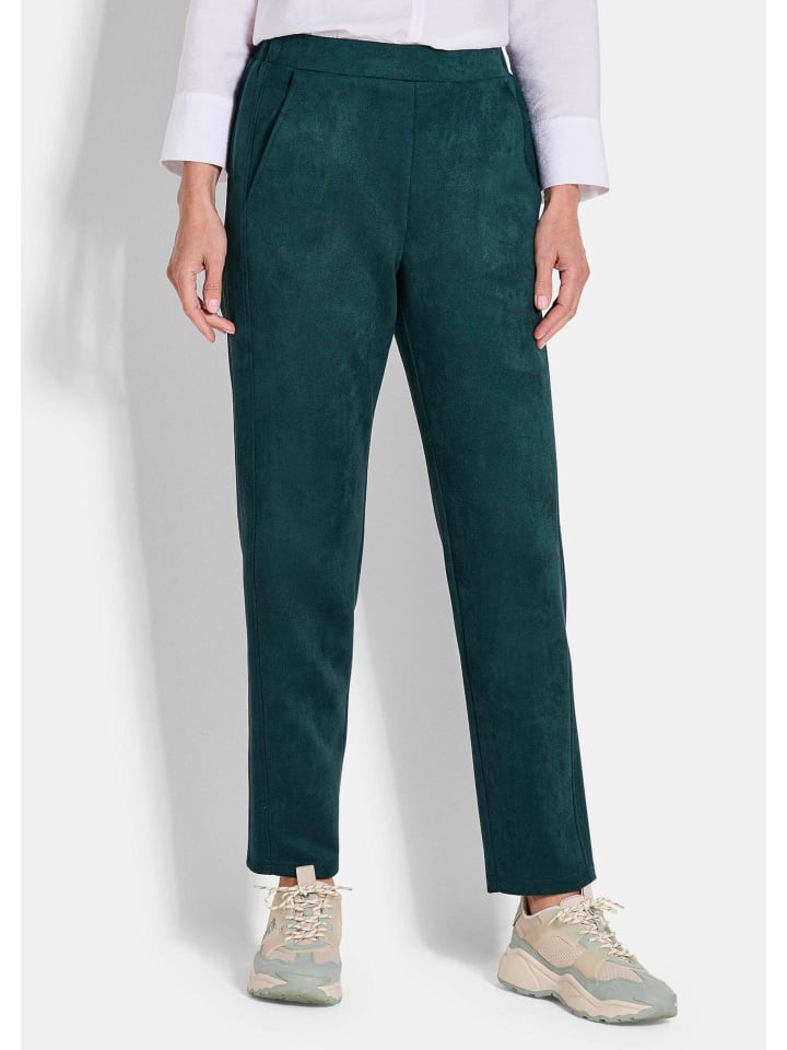 

GOLDNER Замшевые брюки-слипоны длиной до щиколотки LOUISA темно-зеленого цвета