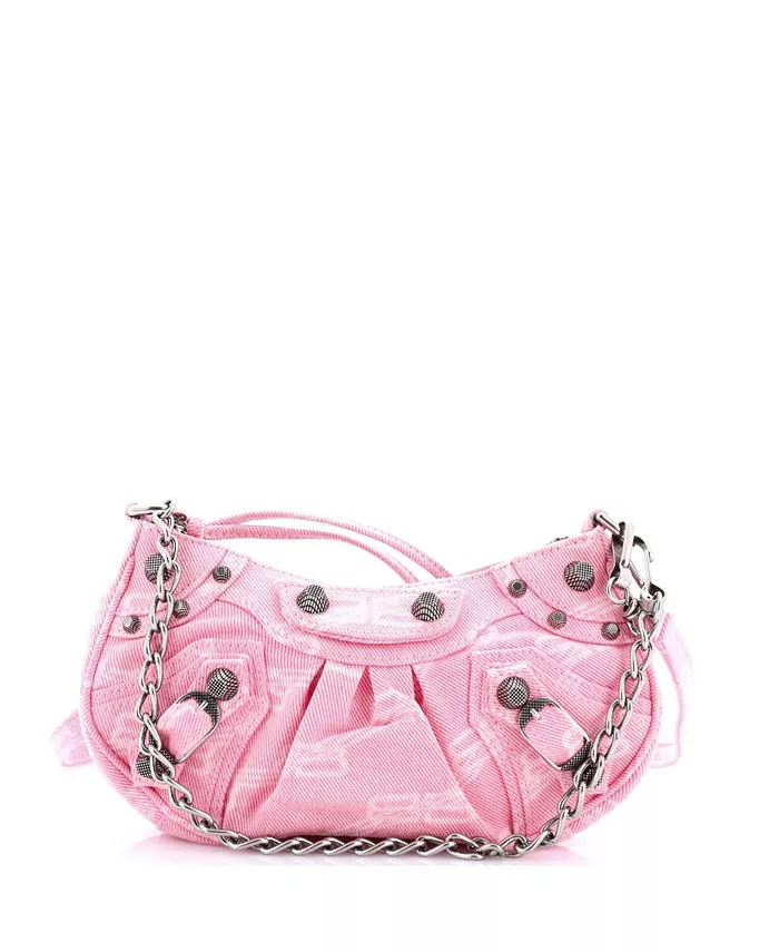 

Мини-сумка через плечо Le Cagole Giant Studs BB Monogram Denim Pre-Owned Balenciaga, розовый