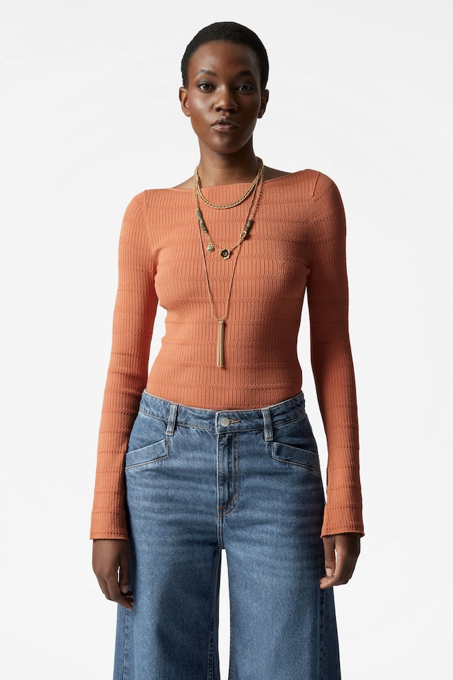 

Трикотажный топ с вырезом лодочкой & Other Stories, оранжевый