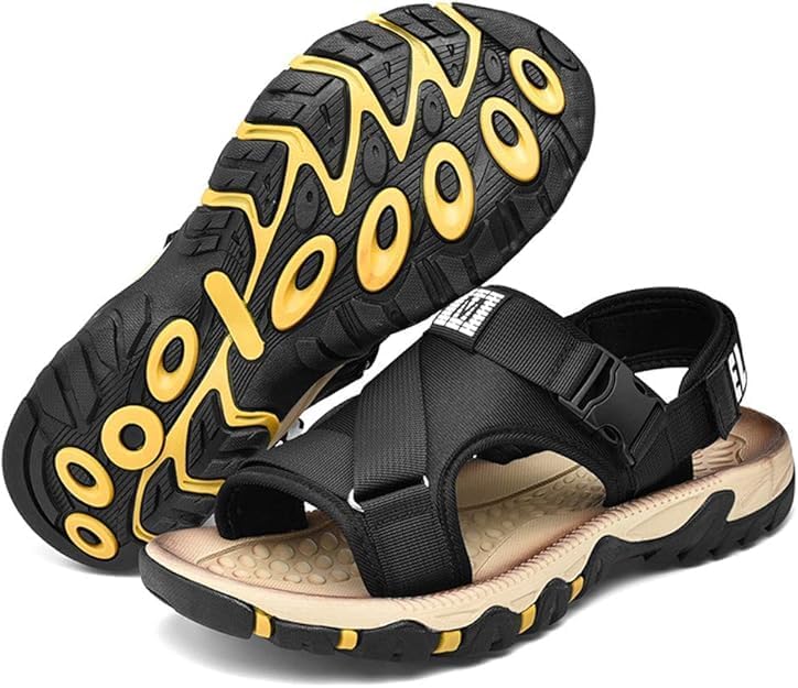 Летние сандалии Asifn Men Fashion с лентами, спортивные походные удобные тапочки, водонепроницаемые, прохладные, дышащие, песочные обувь, черный — фото 2